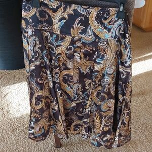 Worthington A-Line Skirt with Paisley Design in Brown and Blue